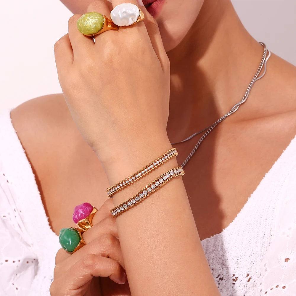 Elegant Triple Layer Zircon Bracelet