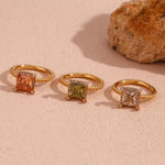 Four Corner Square Stone Ring