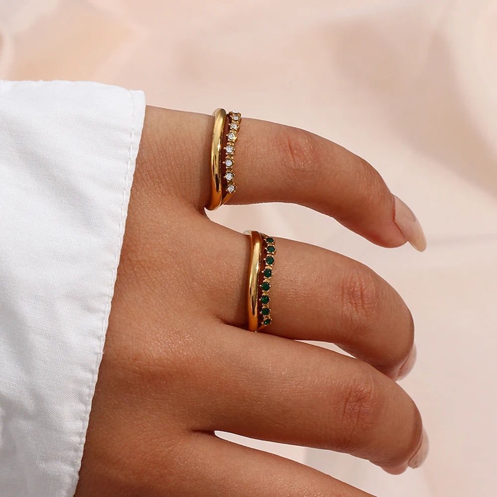 Elegant Gold Plated Bridal Rings with Rhinestones