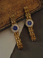 Golden Retro Watch with Rhinestones