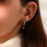 Charming Heart Pendant Rhinestone Hoop Earrings