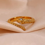 Crystal Eye Gold Snake Ring