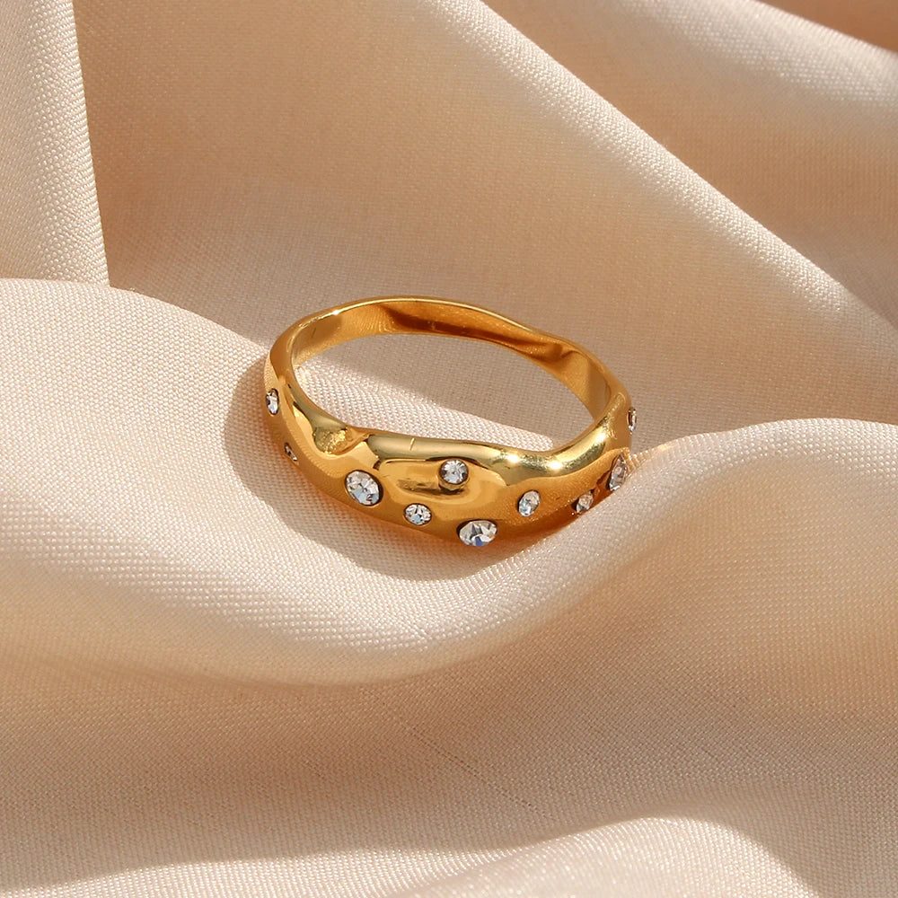 Elegant Gold Plated Snake Crystal Ring