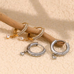 Charming Heart Pendant Rhinestone Hoop Earrings