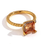 Four Corner Square Stone Ring