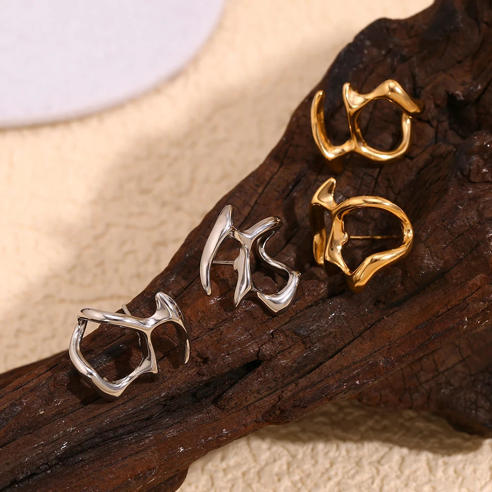 Symmetric Abstract Mask Stud Earrings