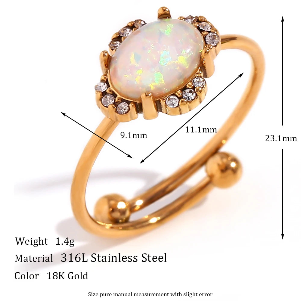 Opal Gold Plated Adjustable Rings