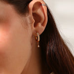 Charming Heart Pendant Rhinestone Hoop Earrings