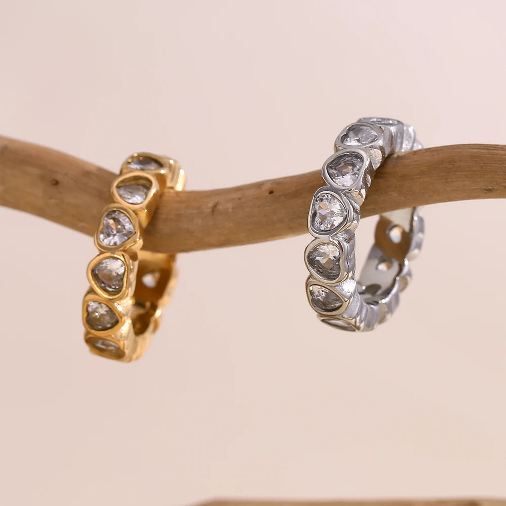 Heart Shape Rhinestone Ring 18k Gold Plated Jewelry