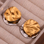 Vintage Two-Tone Circle Stud Earrings