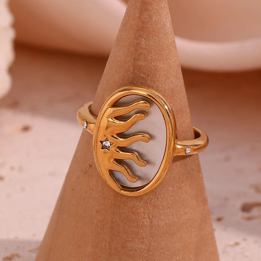 Boho Sun Mould 18K Gold Plated Ring