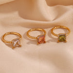 Four Corner Square Stone Ring