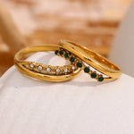 Elegant Gold Plated Bridal Rings with Rhinestones