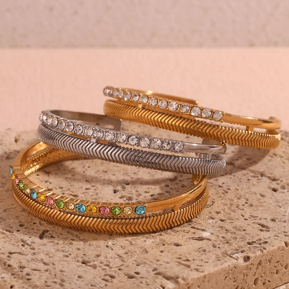 Colorful Rhinestone Cuff Bracelets