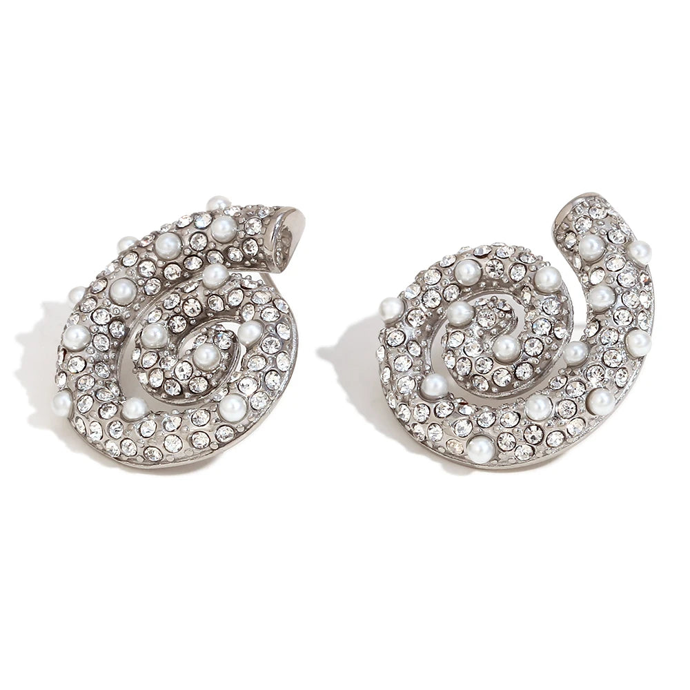 Spiral Vortex Pearl Earrings