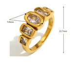 Elegant Geometric Zircon Ring 18k Gold Plated