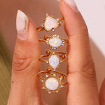 Opal Gold Plated Adjustable Rings