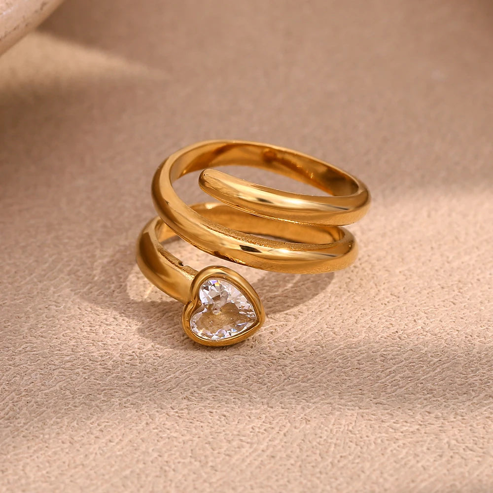 Snake Head Double Layer Heart Ring