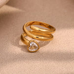 Snake Head Double Layer Heart Ring