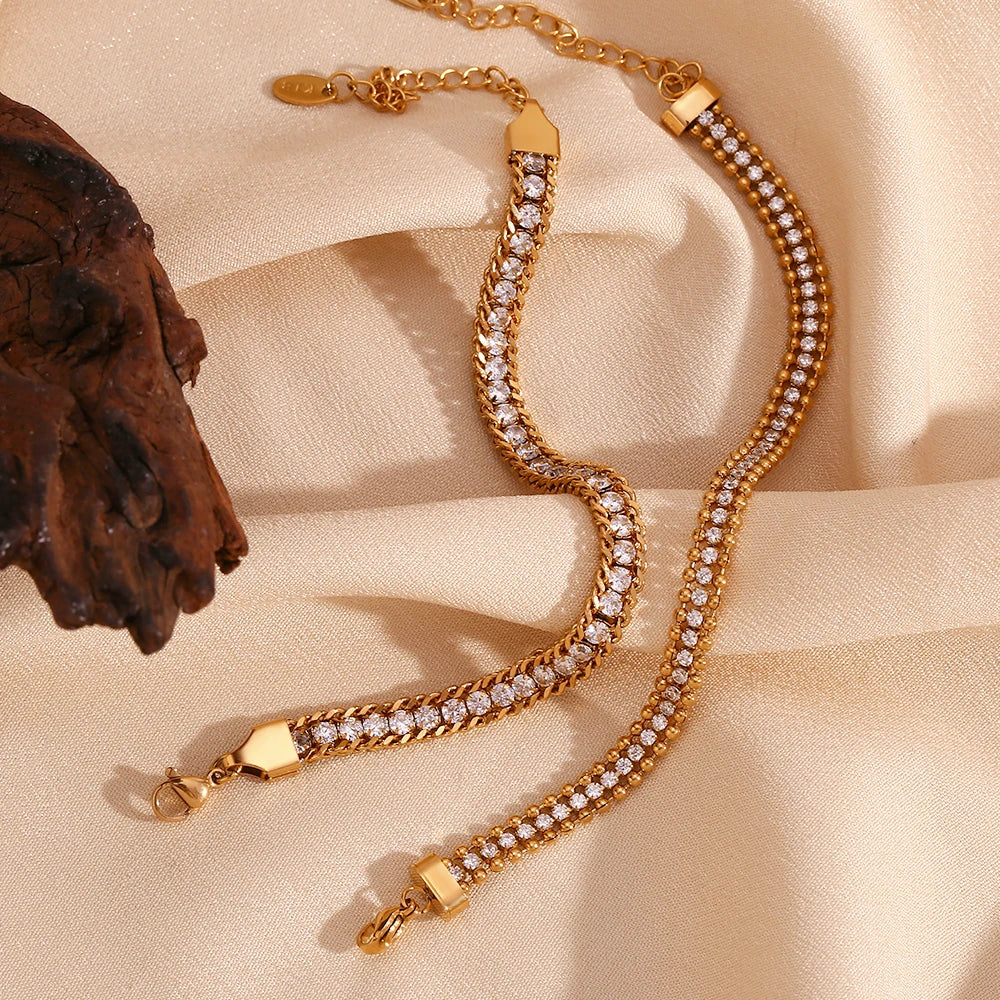 Elegant Triple Layer Zircon Bracelet