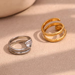 Snake Head Double Layer Heart Ring