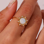 Opal Gold Plated Adjustable Rings
