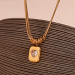 Double Layered Snake Chain Heart Zircon Necklace