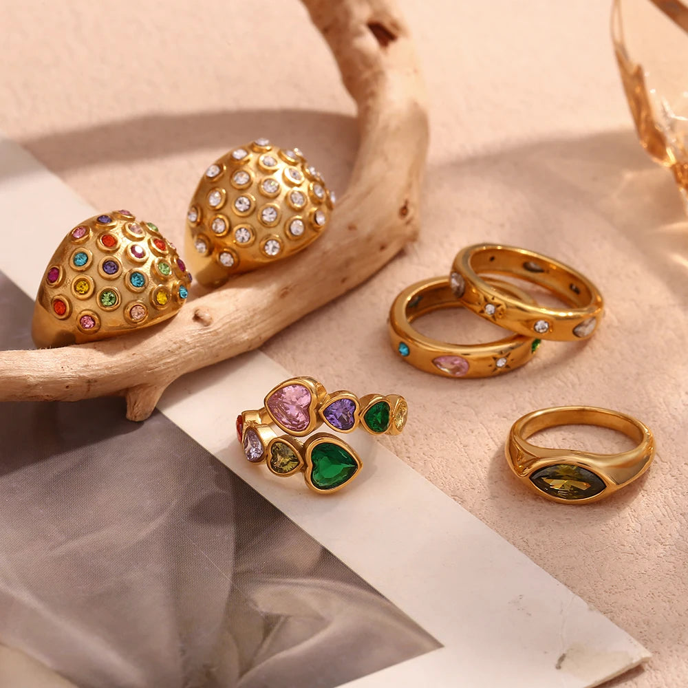 Colorful Geometric Zircon Ring
