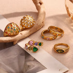 Colorful Geometric Zircon Ring