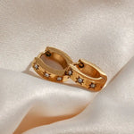 Gold Star Hoop with Zircon