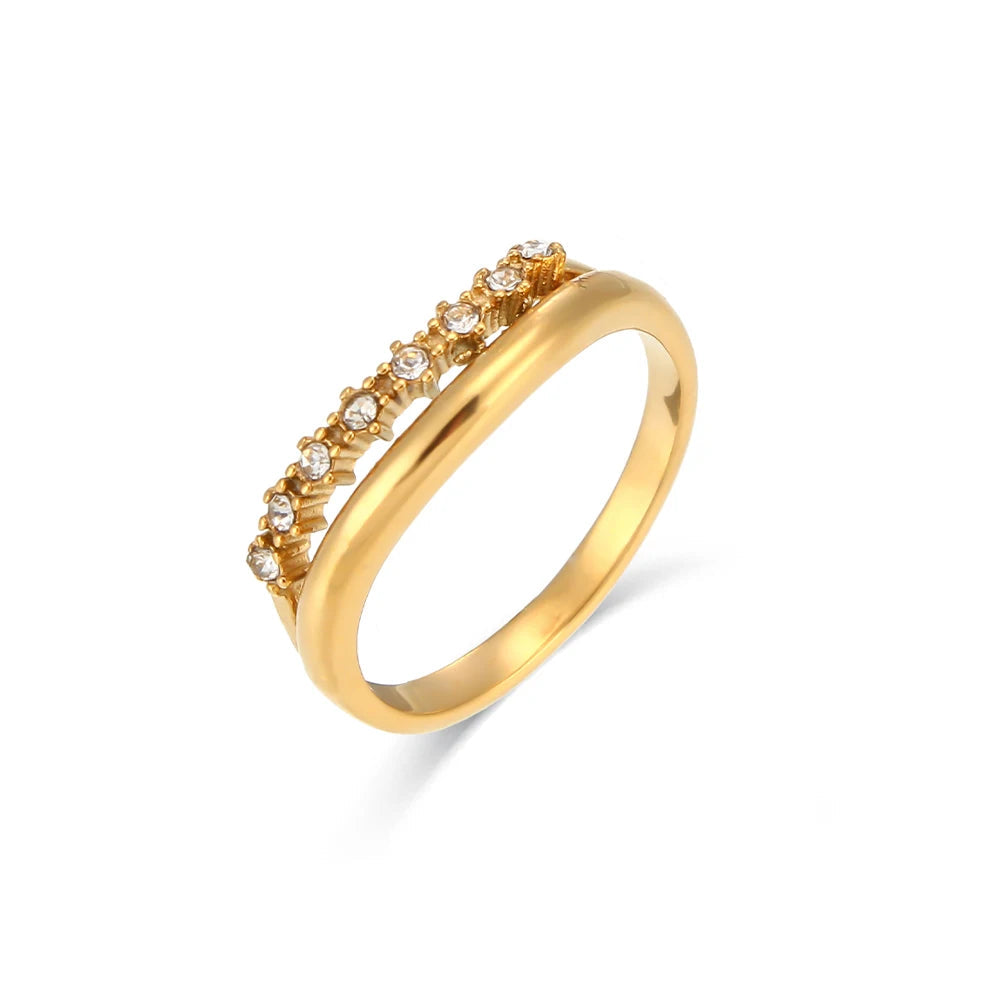 Elegant Gold Plated Bridal Rings with Rhinestones