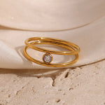 Elegant Double Layer Rhinestone Ring