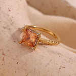 Four Corner Square Stone Ring