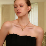 Exquisite Triple Layer Crystal Moon Sun Pendant Necklace