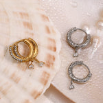 Charming Heart Pendant Rhinestone Hoop Earrings