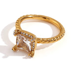 Four Corner Square Stone Ring