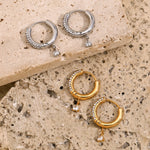 Charming Heart Pendant Rhinestone Hoop Earrings