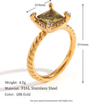 Four Corner Square Stone Ring