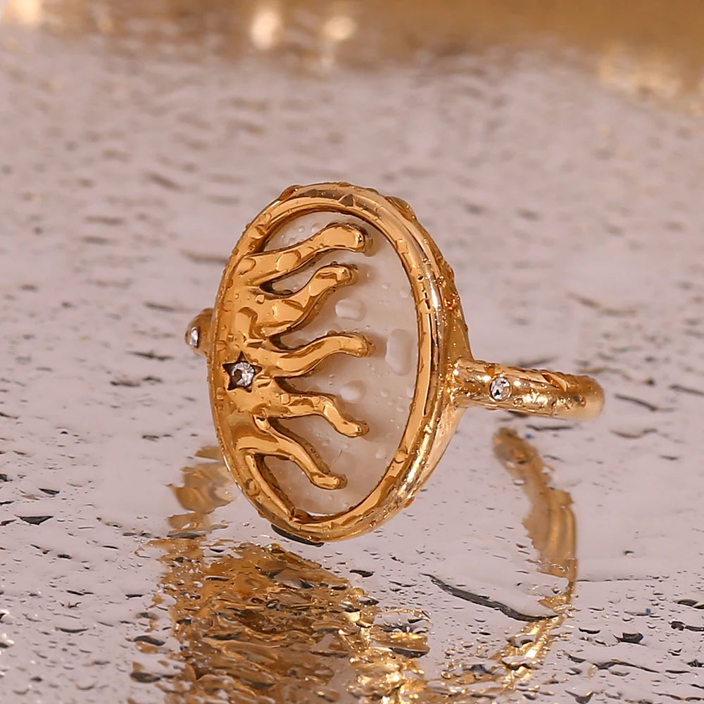 Boho Sun Mould 18K Gold Plated Ring