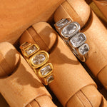 Elegant Geometric Zircon Ring 18k Gold Plated