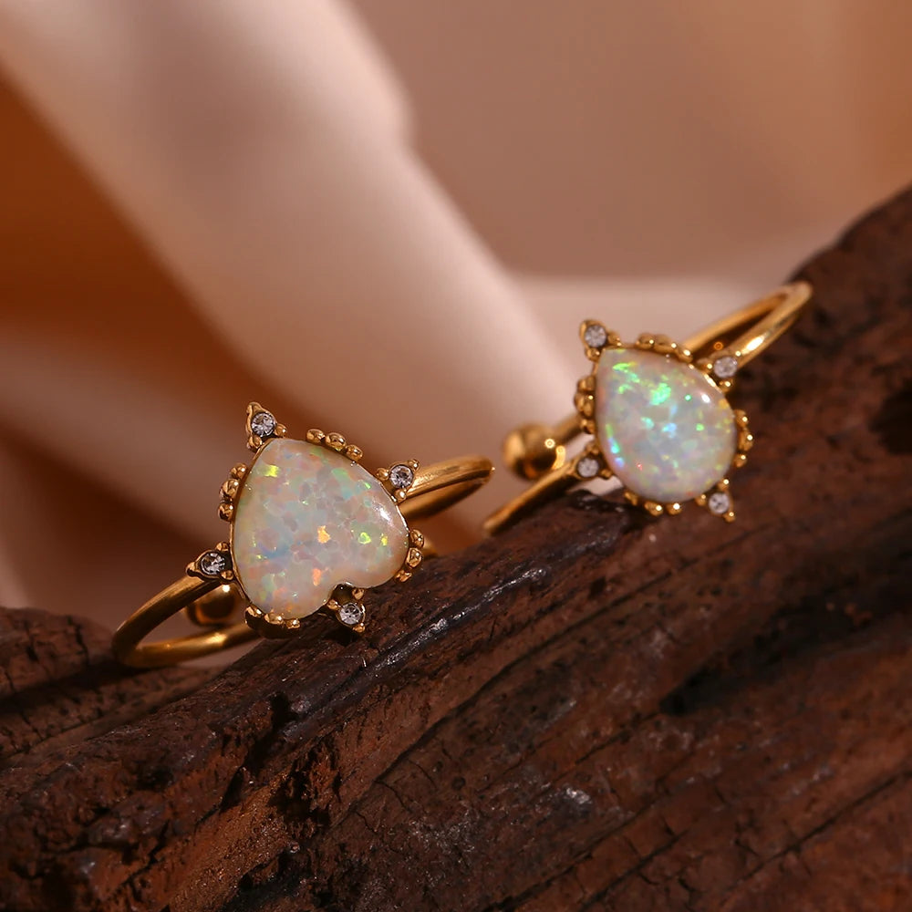Opal Gold Plated Adjustable Rings