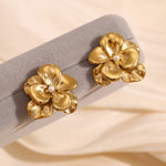 Double Layered Pearl Petal Earrings