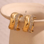 18K Gold Plated Wavy Stud Earrings