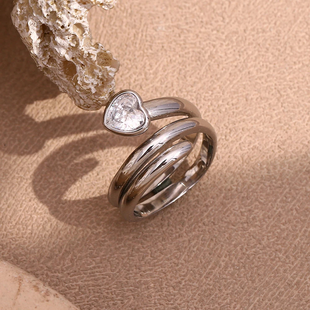 Snake Head Double Layer Heart Ring