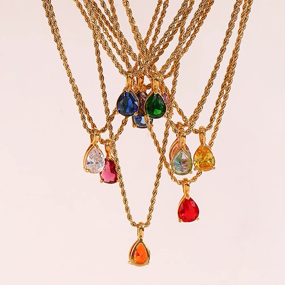 Elegant Birthstone Necklace with Zircon Pendant