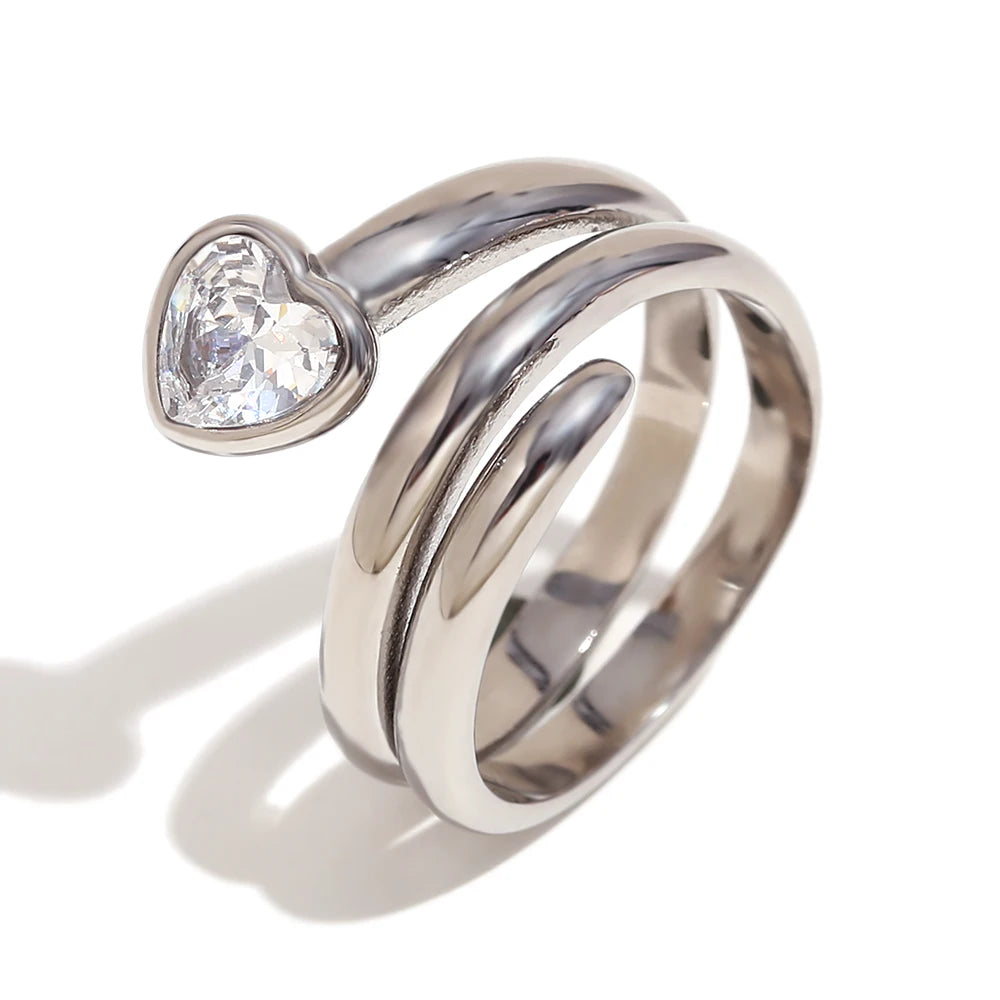 Snake Head Double Layer Heart Ring
