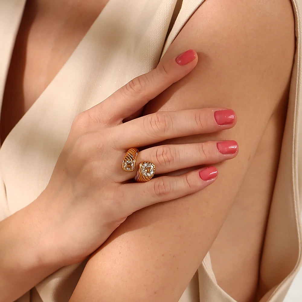 Hypoallergenic Double End Zircon Ring