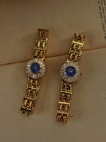 Golden Retro Watch with Rhinestones