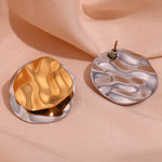 Vintage Two-Tone Circle Stud Earrings