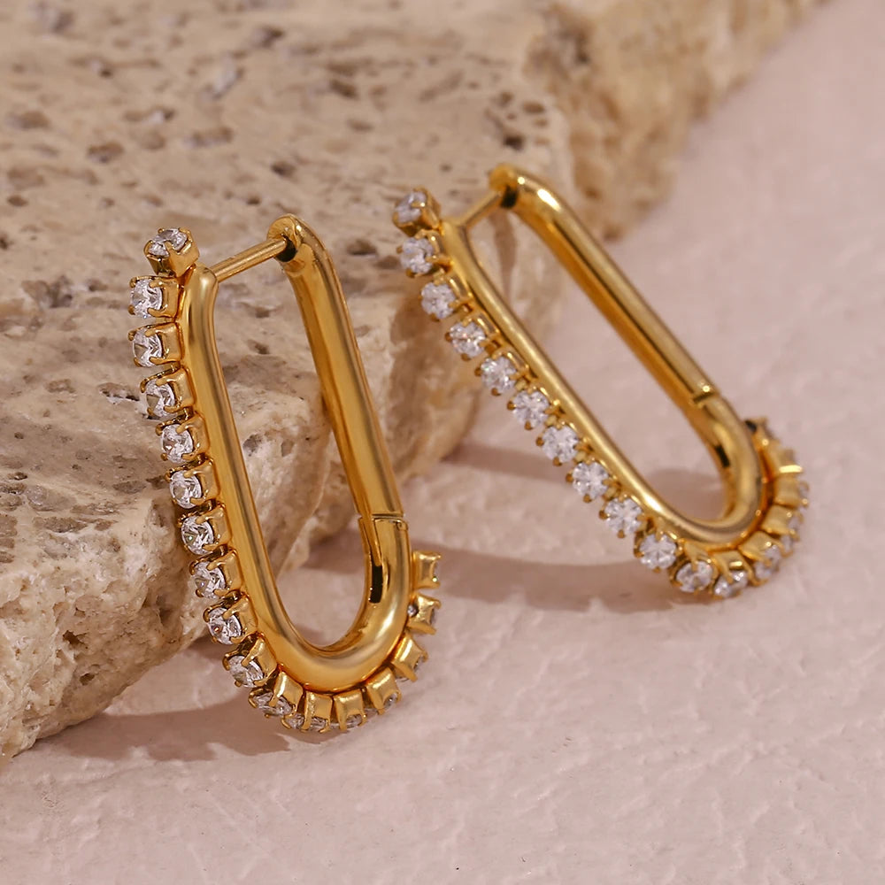 18K Gold Plated Zirconia Hoop Earrings